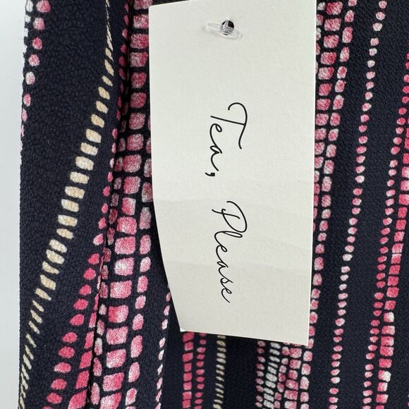 Tea Please Peasant Womens 1X Pink Black dots Balloon Sleeves Boho Blouse Top - Picture 7 of 10